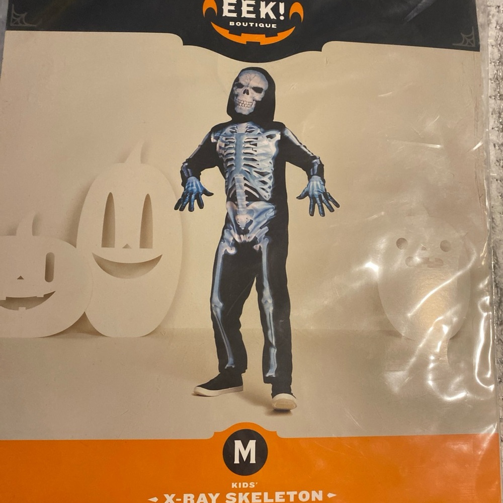Hyde and EEK! New! Kids X-Ray Skeleton Costume - Black and Blue size M 8-10